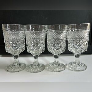 4 Anchor Hocking Wexford Wine Glasses, Vintage